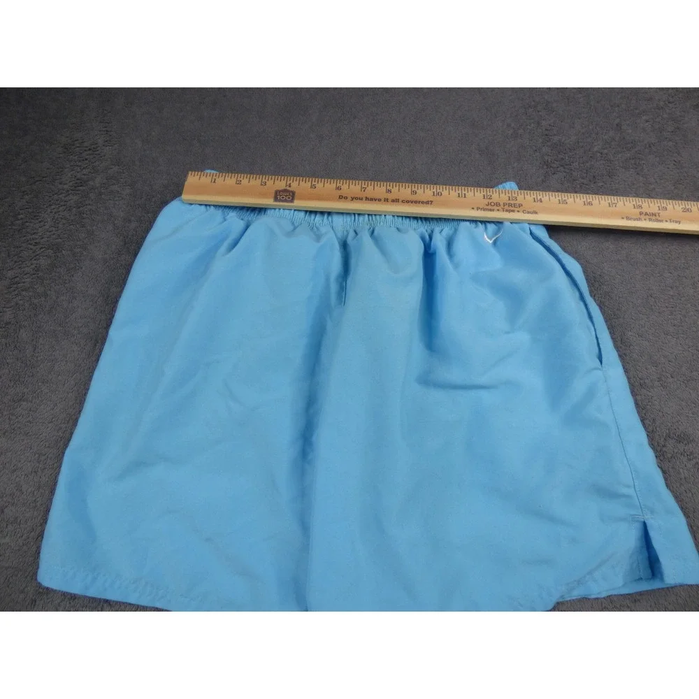 Nike Mens Swim Trunks Light Blue Mesh Lined Graphic Logo Shorts Size Large